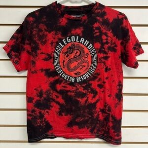 Legoland Florida Resort Tye Dyed T-Shirt Size Large EUC 100% Cotton Red/Black